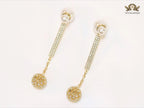 Pearl and cz alphabet long chain bomber style dangles