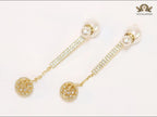 Pearl and cz alphabet long chain bomber style dangles