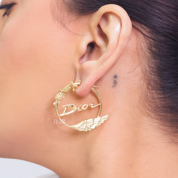Alphabet CD gold detailed hoops