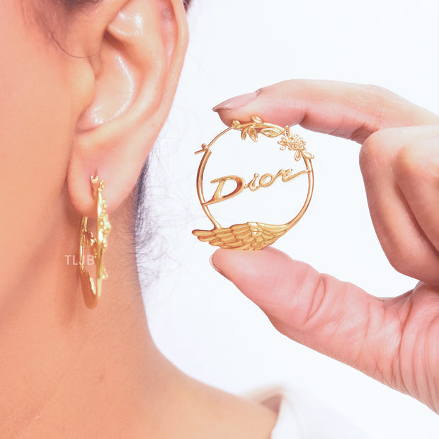 Alphabet CD gold detailed hoops