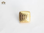 Double C Gold Square Studs