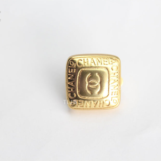 Double C Gold Square Studs