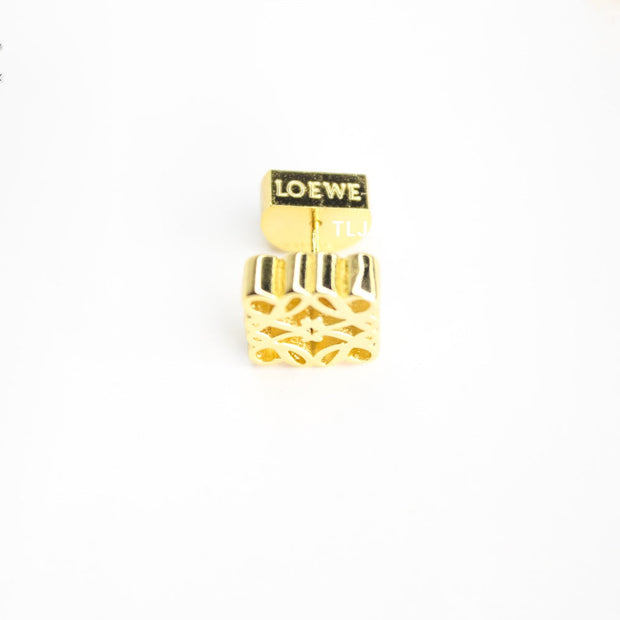 Alphabet LW Geometric Gold Studs