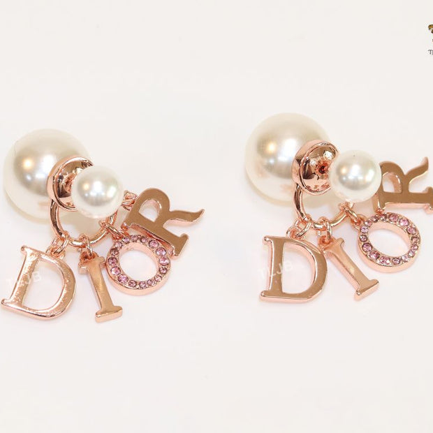 Rose gold and pearl alphabet bombers with Cz