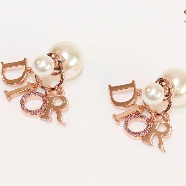 Rose gold and pearl alphabet bombers with Cz