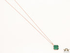 Malachite green clover pendant in rose gold plated chain