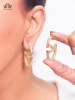 Alphabet V oval Hoops with CZ 35 mm