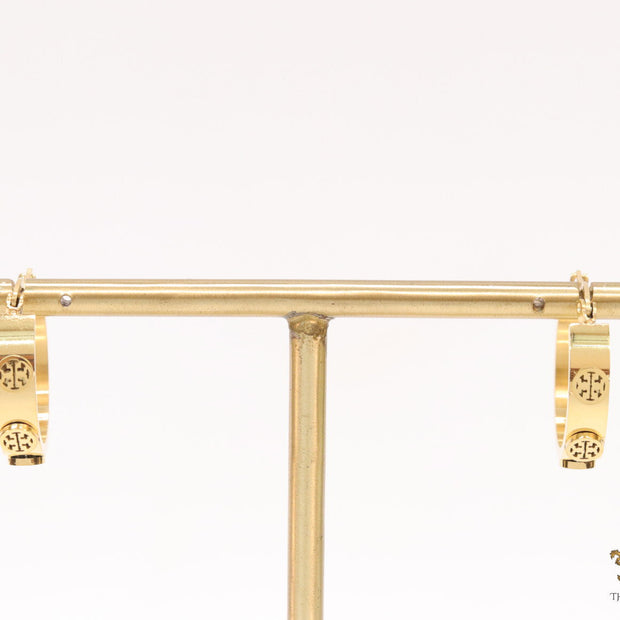 Gold plated hoop earrings with double T motifs