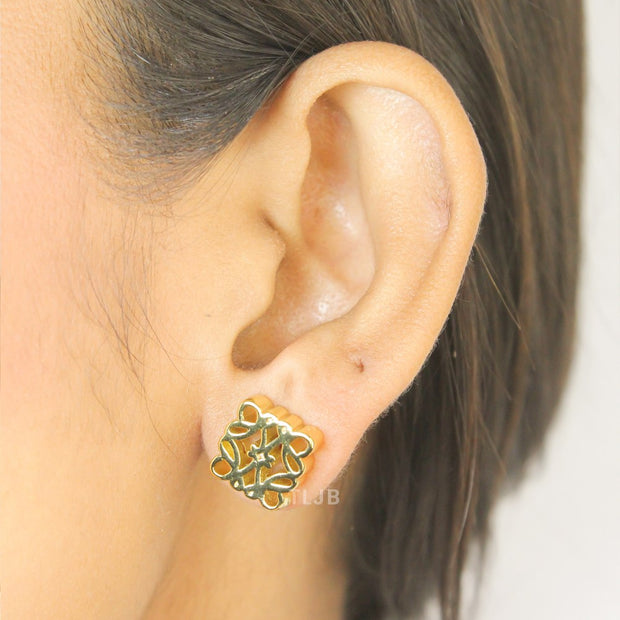 Alphabet LW Geometric Gold Studs