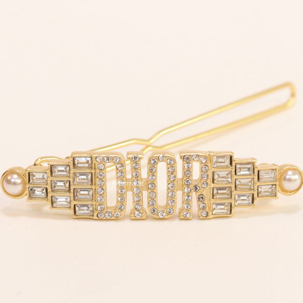 Gold-Plated Hair Pin with Silver crystals and studs