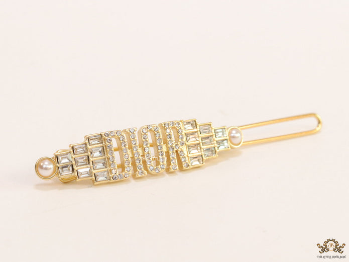 Gold-Plated Hair Pin with Silver crystals and studs