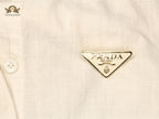 Alphabet P Cream enamel Brooch