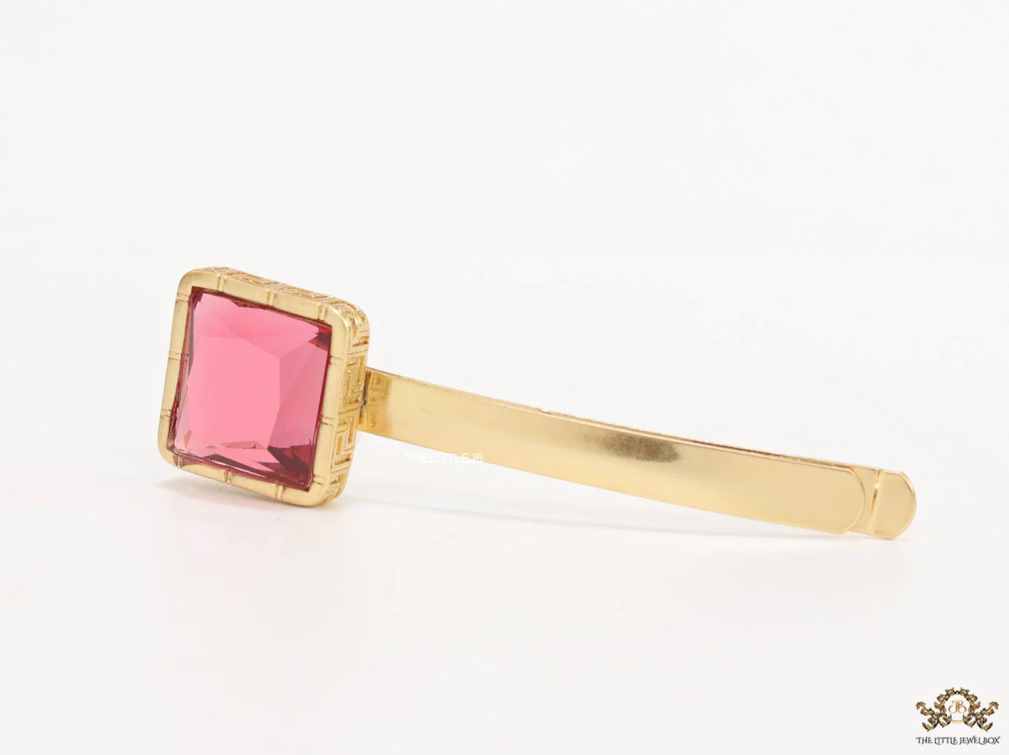 Gold-Plated Hair Pin with Ruby Pink Stone