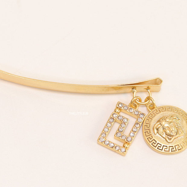Gold-Plated Hair Pin with Double Charms