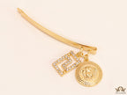 Gold-Plated Hair Pin with Double Charms