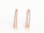 Double layered hoops with CZ in rose gold finish