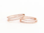 Double layered hoops with CZ in rose gold finish