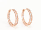 Double layered hoops with CZ in rose gold finish