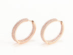 Double layered hoops with CZ in rose gold finish