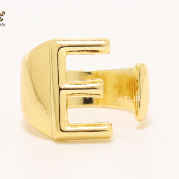 Alphabet Gold Bold Ring - E