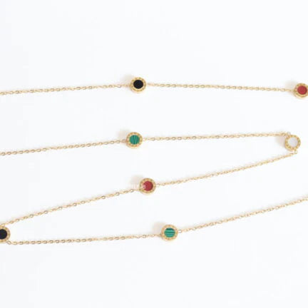 Alphabet BVL Golden chain necklace with multi coloured roman numeral discs