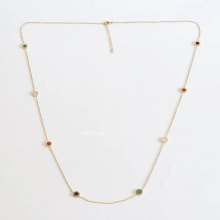 Alphabet BVL Golden chain necklace with multi coloured roman numeral discs