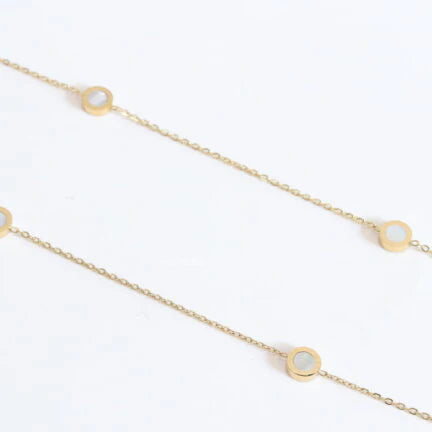 Alphabet BVL Golden chain necklace with MOP roman numeral discs