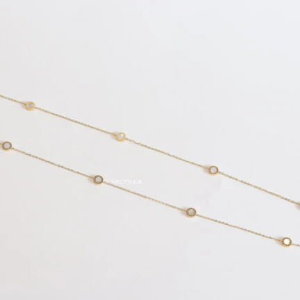 Alphabet BVL Golden chain necklace with MOP roman numeral discs
