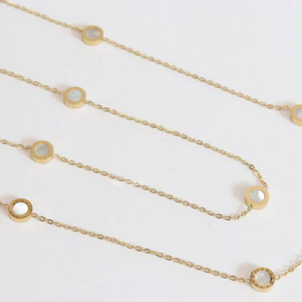 Alphabet BVL Golden chain necklace with MOP roman numeral discs
