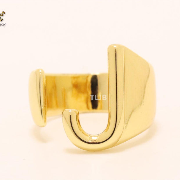 Alphabet Gold Bold Ring - J