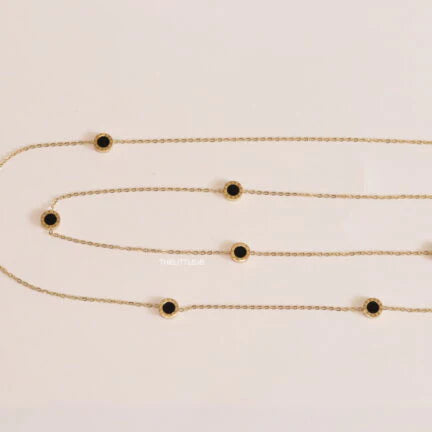 Alphabet BVL Golden chain necklace with black roman numeral discs