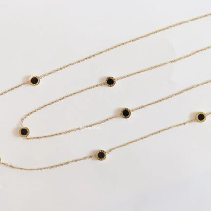 Alphabet BVL Golden chain necklace with black roman numeral discs