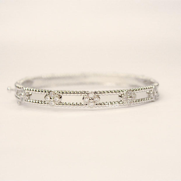 Luna Petal Platinum CZ Quad Bracelet
