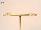 Alphabet V white mop earrings