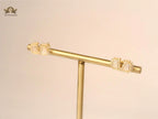 Alphabet V white mop earrings