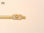 Alphabet V white mop earrings