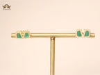 Alphabet V green malachite earrings