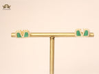Alphabet V green malachite earrings