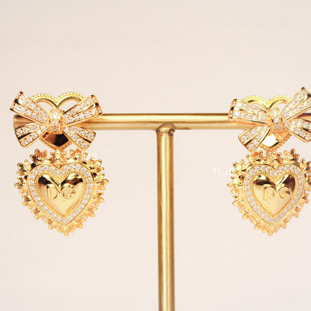 Golden stereo heart earrings