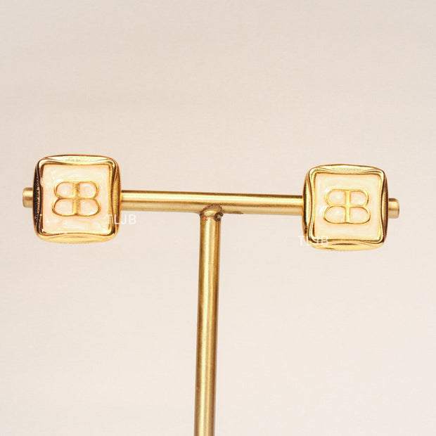 Gold Alphabet B square studs
