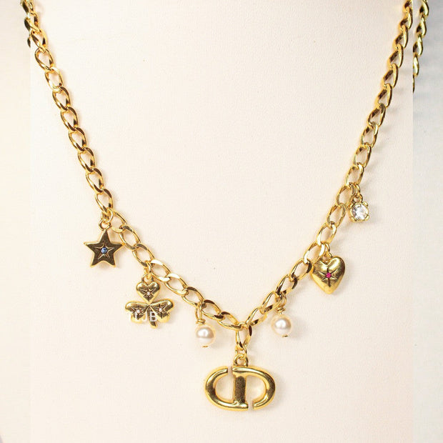 Alphabet CD charms Gold necklace matt finish