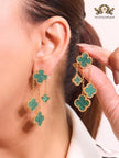 Green Malachite Clover Danglers 4 petals