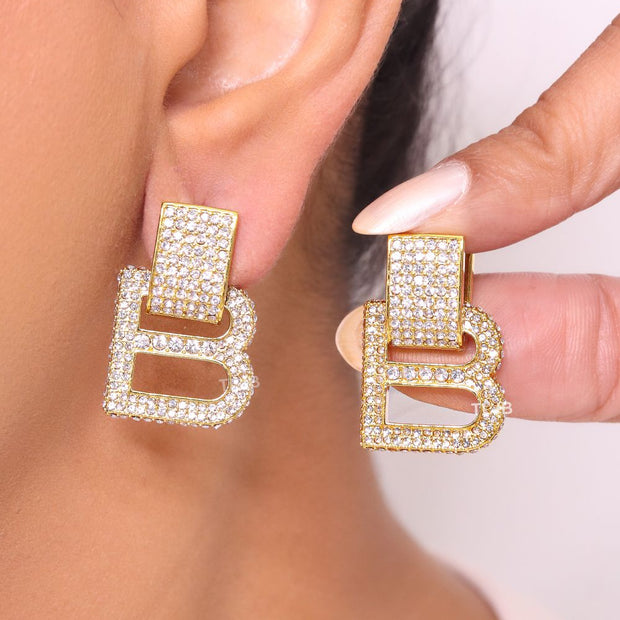 Alphabet B Cz earrings