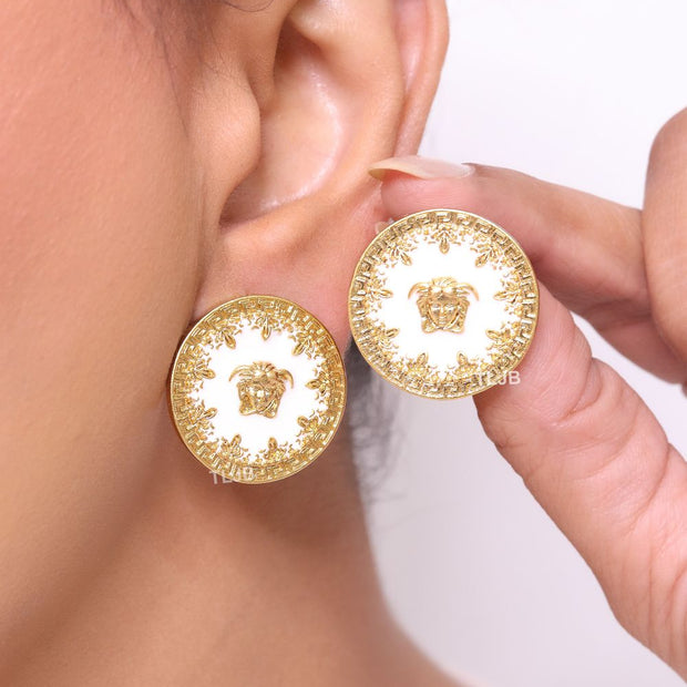 Medusa gold and white studs