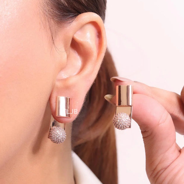 Rose Gold mesh ball earrings