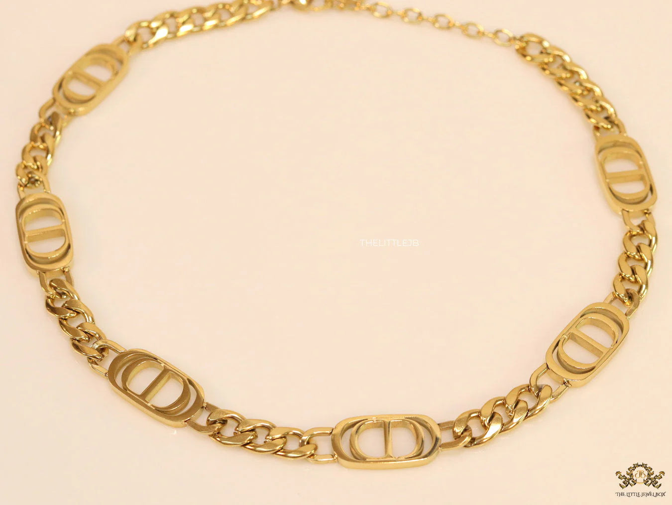 Gold plated link chain choker necklace