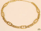 Gold plated link chain choker necklace