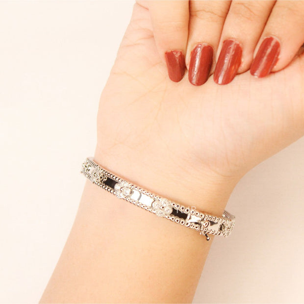 Luna Petal Platinum CZ Quad Bracelet
