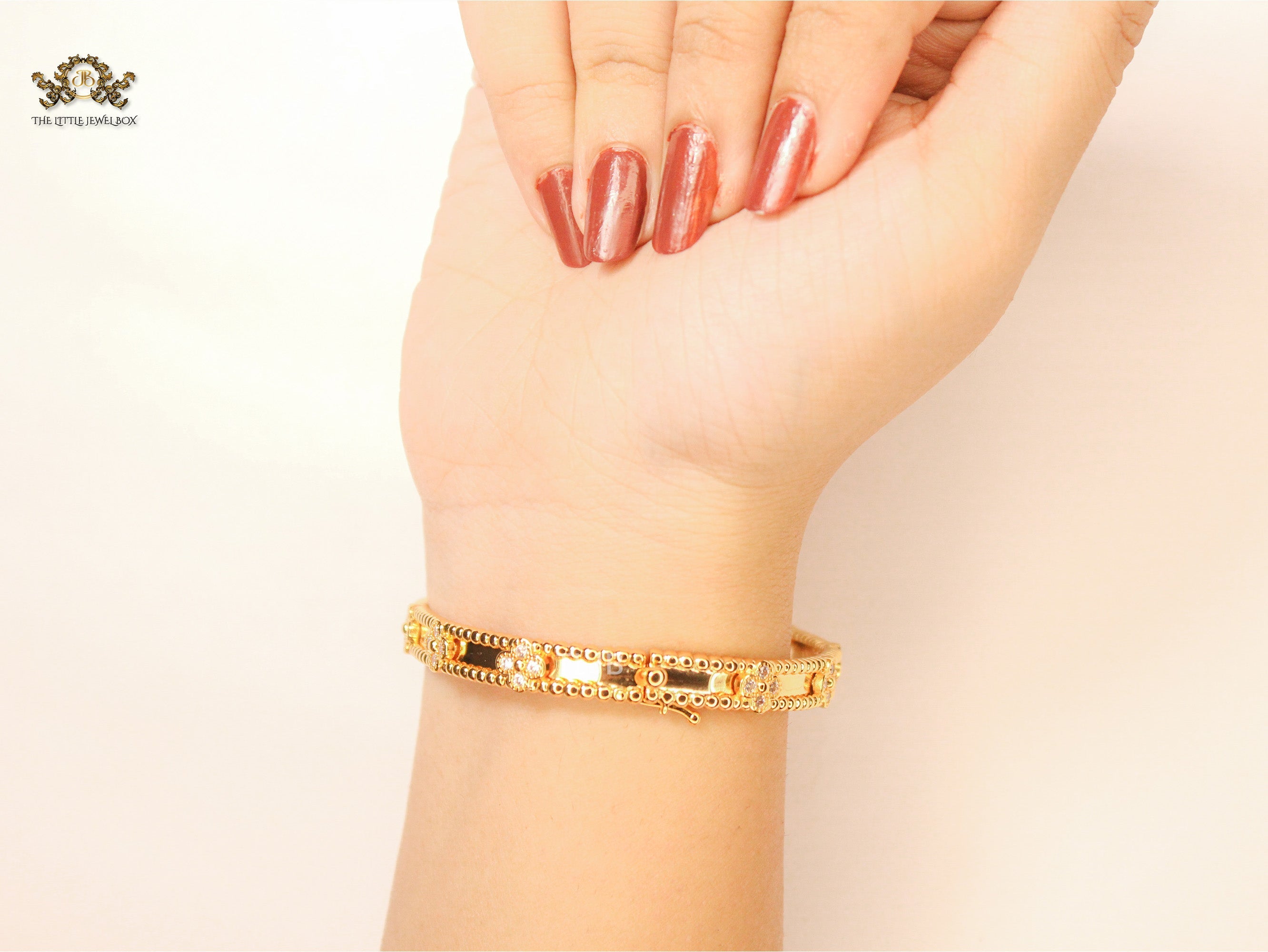 Luna petal Golden CZ Quad Bracelet