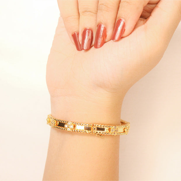 Luna petal Golden CZ Quad Bracelet
